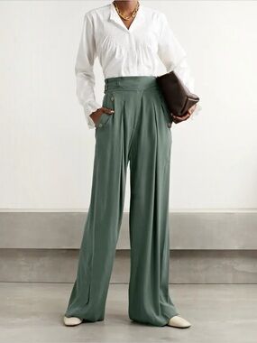 ULLA JOHNSON • Felix Crepe Wide-Leg Pants in Peat